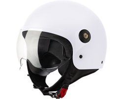 VINZ Duoro Jethelm met Vizier - Scooterhelm & Motorhelm & Brommerhelm & Snorfietshelm - Voor Dames & Heren - ECE 22.06 goedgekeurd - Lichtgewicht - Inclusief Opbergzak - Wit - M