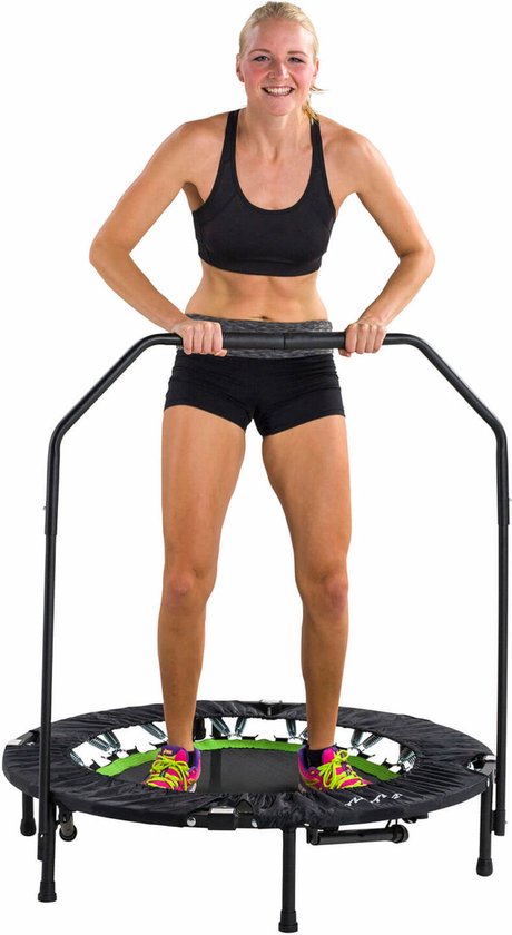 Tunturi Fitness Trampoline - Opvouwbaar - 104cm springoppervlak - Inclusief beschermrand & handgrip - Incl. gratis fitnessapp