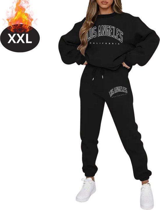 Nivard Ensemble de jogging - Ensemble domicile - Adultes - Survêtement - Confortable - Pantalon de survêtement - Survêtement - Femme - Zwart - XXL