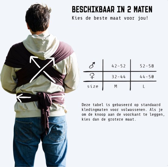 ByKay Stretchy Deluxe - rekbare draagdoek voor newborn - ergonomisch - tot 18kg - 100% biologisch katoen - chocolade bruin - maat L — afbeelding 3