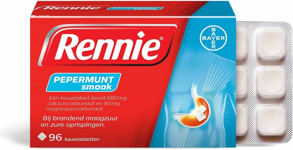 Goedkoopste Rennie Pepermunt Kauwtabletten - 3 x 96 tabletten