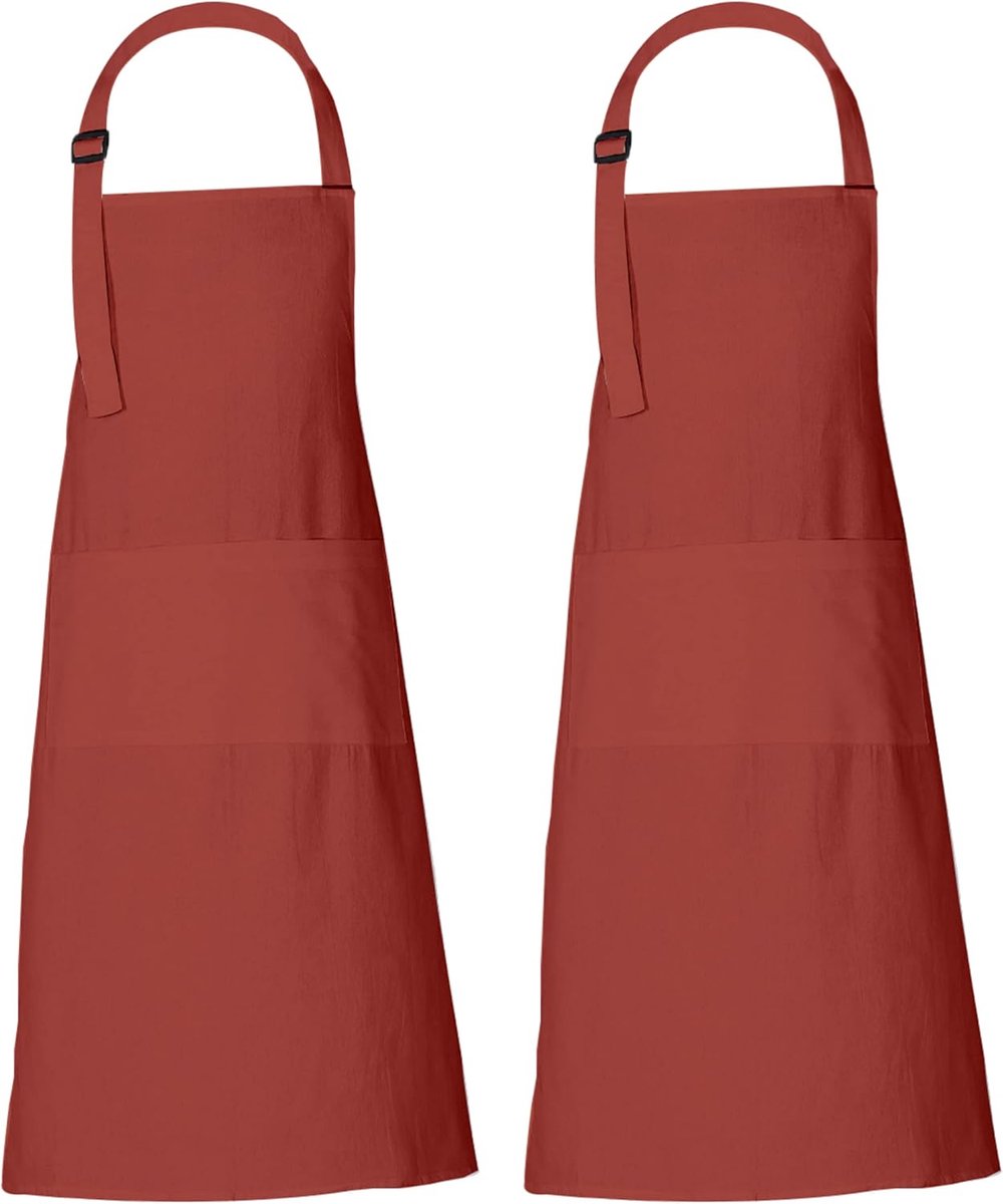 JGS ® Stijlvolle Katoenen Keukenschort met Drie Handige Voorzakken voor Koken en Bakken