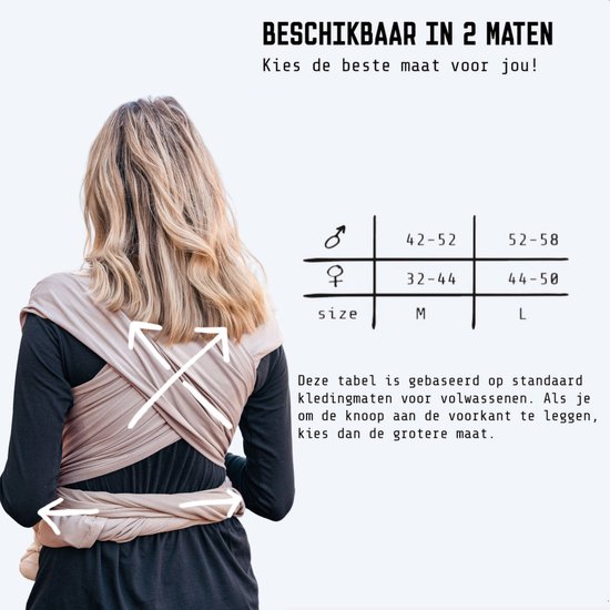 ByKay Stretchy Deluxe - rekbare draagdoek voor newborn - ergonomisch - tot 18kg - 100% biologisch katoen - beige - Sand - maat L van BYKAY — afbeelding 3