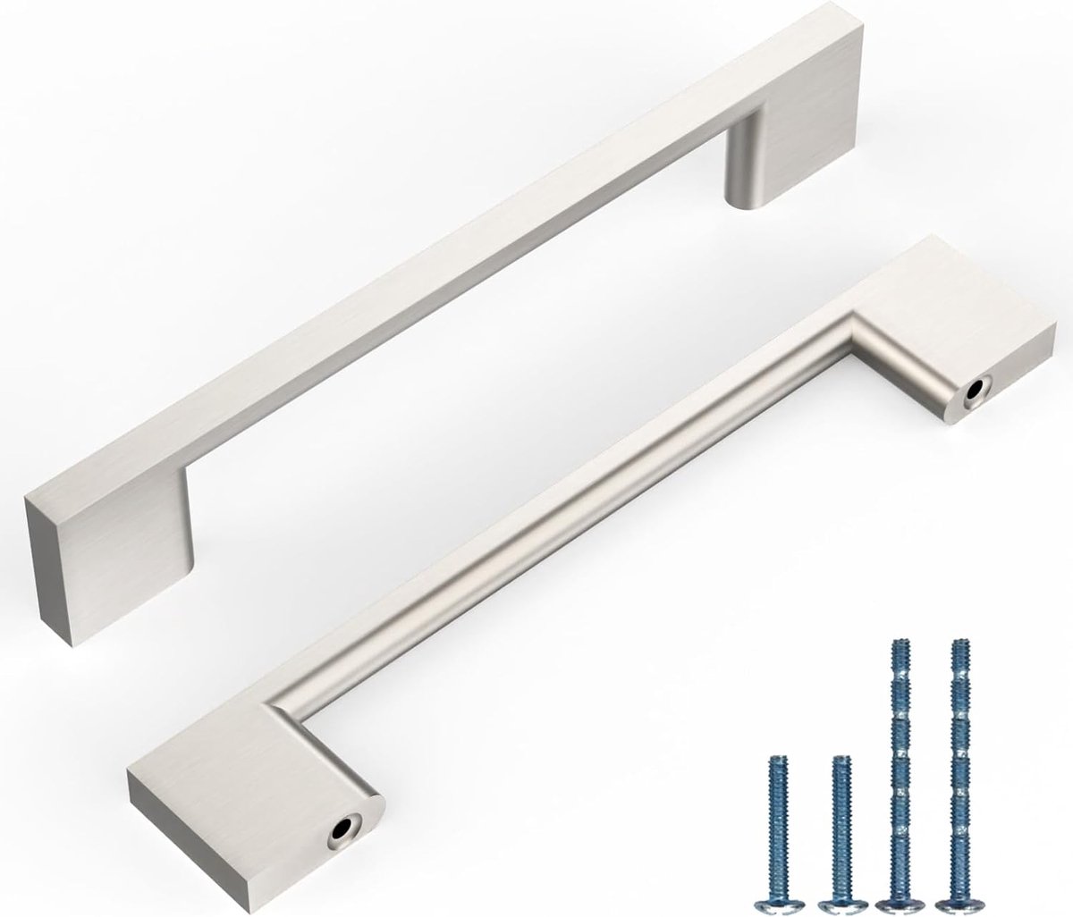 JGS ® Elegante Meubelgrepen Set van 10 voor Keukens en Kasten, Brushed Nickel, 128 mm