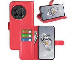 MobyDefend Hoesje - Geschikt voor OnePlus 12 - Kunstleren Wallet Book Case (Sluiting Voorkant) - Rood