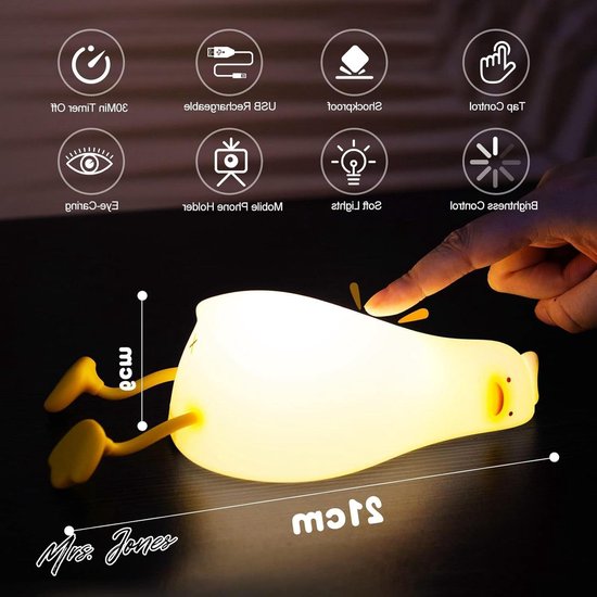 Siliconen Nachtlampje Kikker Led Bedlampje USB-Oplaad en Timingfunctie Siliconen Nachtlampje Kikker Led Bedlampje USB-Oplaad en Timingfunctie