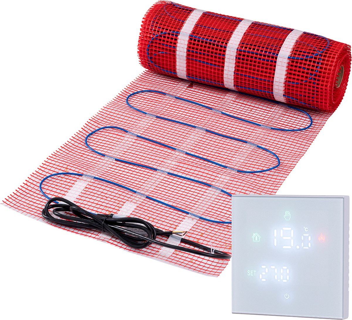 Complete elektrische vloerverwarming set, 150 watt incl Wifi thermostaat., 5 m², Wit