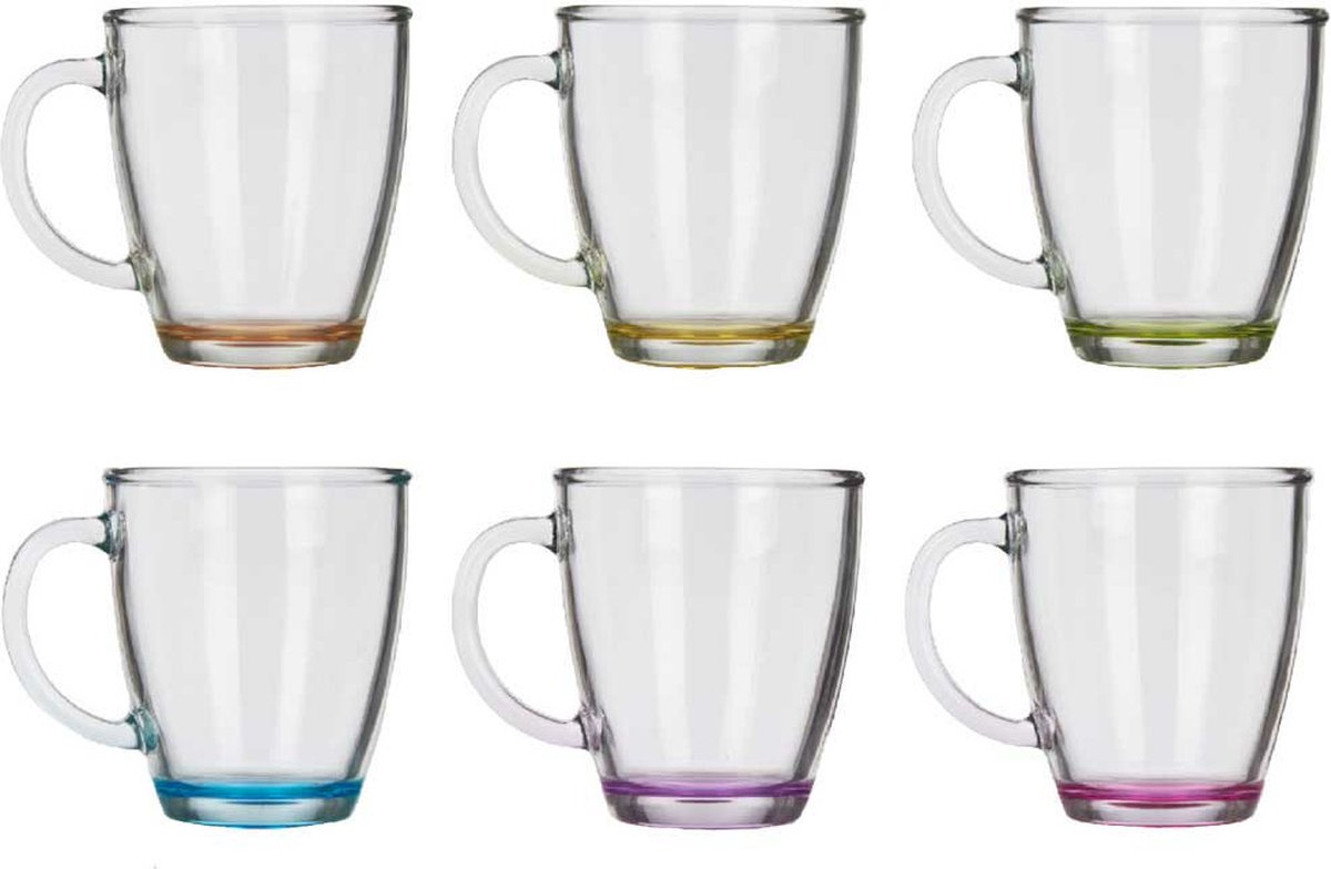 Vivalto Koffie/thee glazen - 6x stuks - glas - met tint - 310 ml