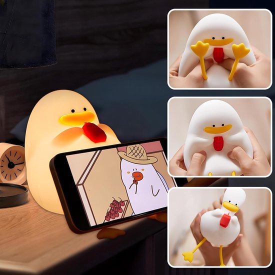 KCVV Schattig Eend Nachtlampje-Food Grade Siliconen Nachtlampje-Duck Touch Nachtlampje-Nachtlampje Kinderen-Nachtlampje-Oplaadbaar-Geel van KCVV — afbeelding 4