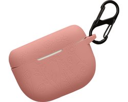 kwmobile case voor draadloze oordopjes geschikt voor Jabra Elite 10 / E10 hoes - Siliconen beschermhoes - Gestanst patroon design in donkerroze
