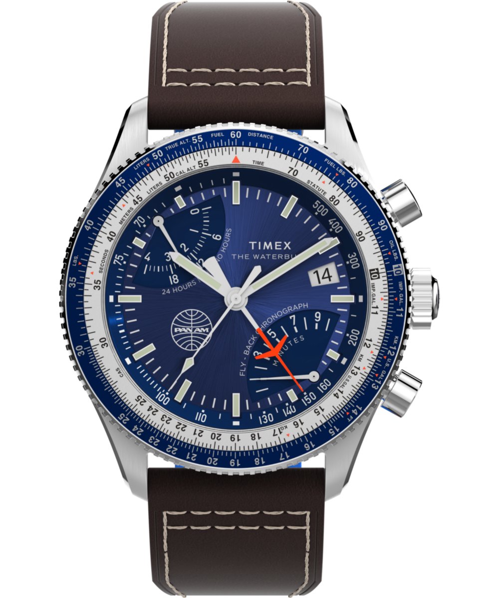 Timex Fly Back x Pan Am TW2W97200 Horloge - Leer - Bruin - Ø 43 mm