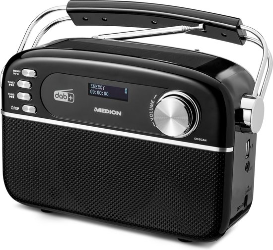 DAB Plus Draagbare Radio Op Zonne-energie - Retro Design Zonnepaneel Bluetooth Dab Fm Geintegreerde Oplaadbare Batterij Usb Poort Aux Sleeptimer Telescopische Antenne Koper 6152503393340 2