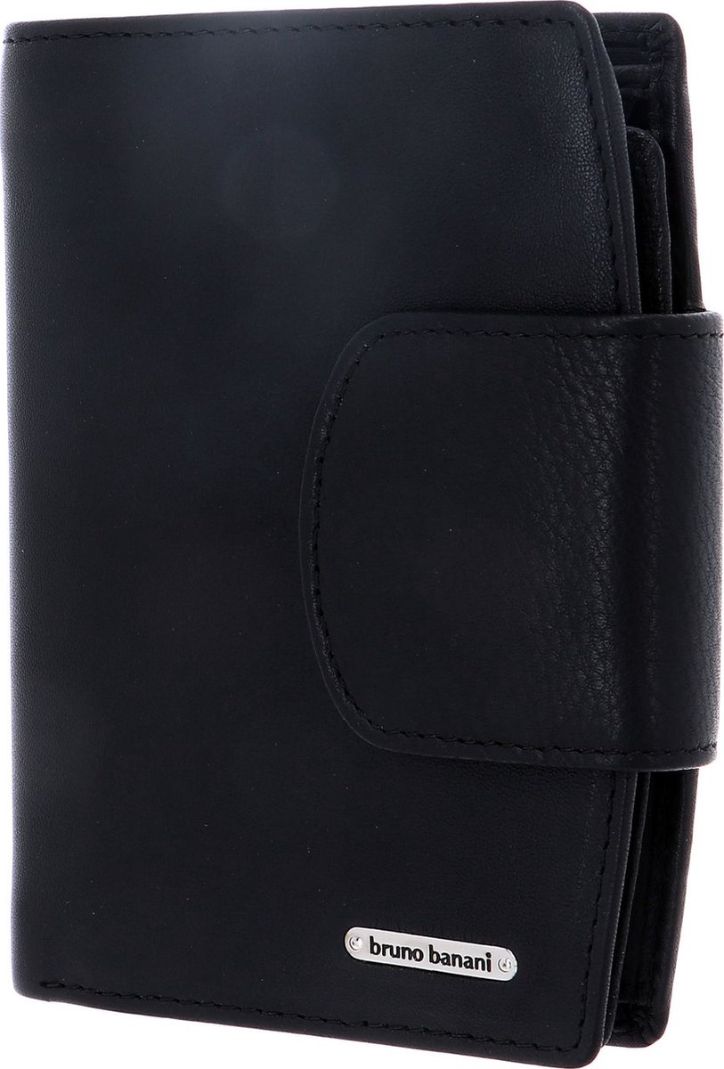 bruno banani Leren Portemonnee New York Wallet with Flap Black Zwart