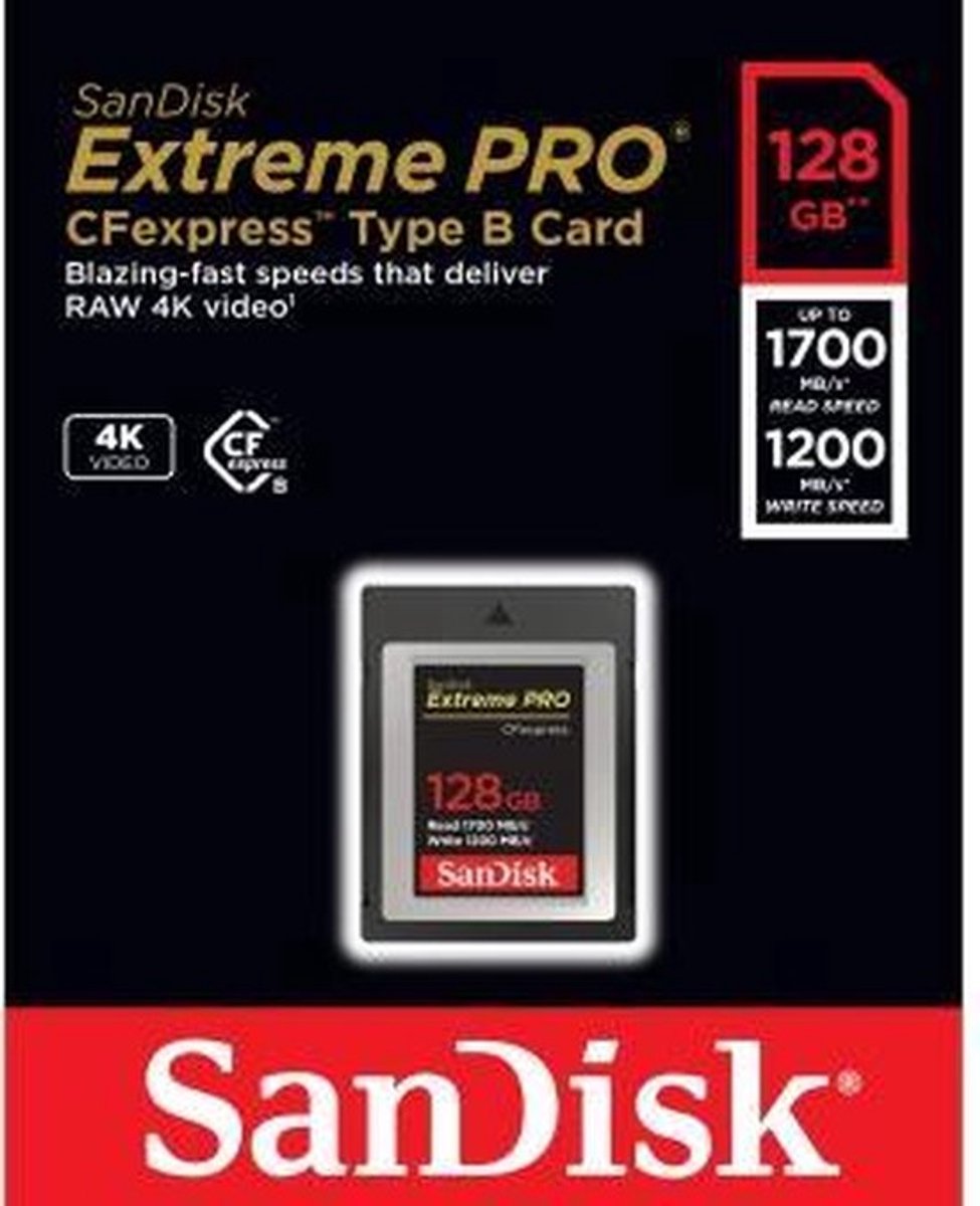 SanDisk Extreme PRO 128GB CFexpress Type B geheugenkaart thumbnail 4