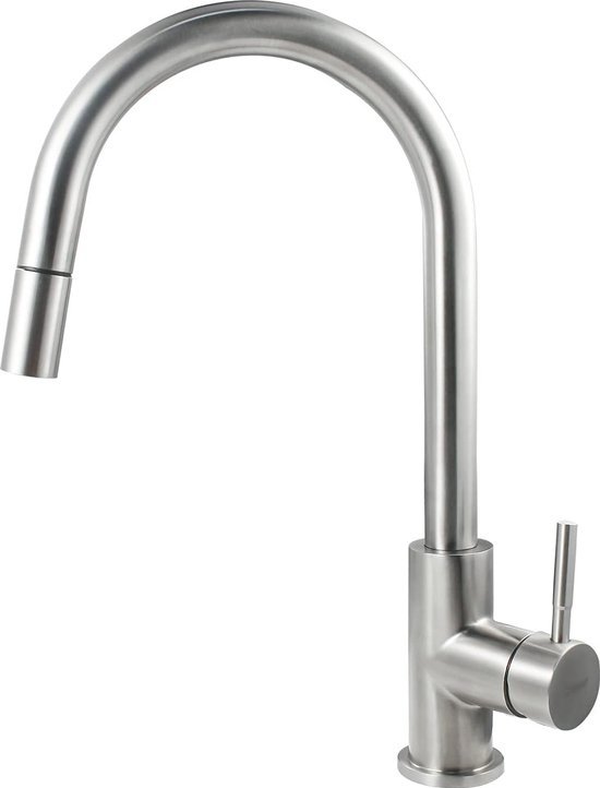 ARCORA Keukenkraan uittrekbaar, hogedruk waterkraan keuken van roestvrij staal 360° draaibaar armatuur keuken mengkraan keuken met keramische cartridge lekvrij 2 straalsoorten, geborsteld nikkel ARCORA Keukenkraan uittrekbaar, hogedruk waterkraan keuken van roestvrij staal 360° draaibaar armatuur keuken mengkraan keuken met keramische cartridge lekvrij 2 straalsoorten, geborsteld nikkel