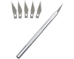 Knaak Scalpel Mes met 5 Extra Mesbladen - Scalpelmes - Hobbymes - Snijmes - Precisie mes - 7 delig