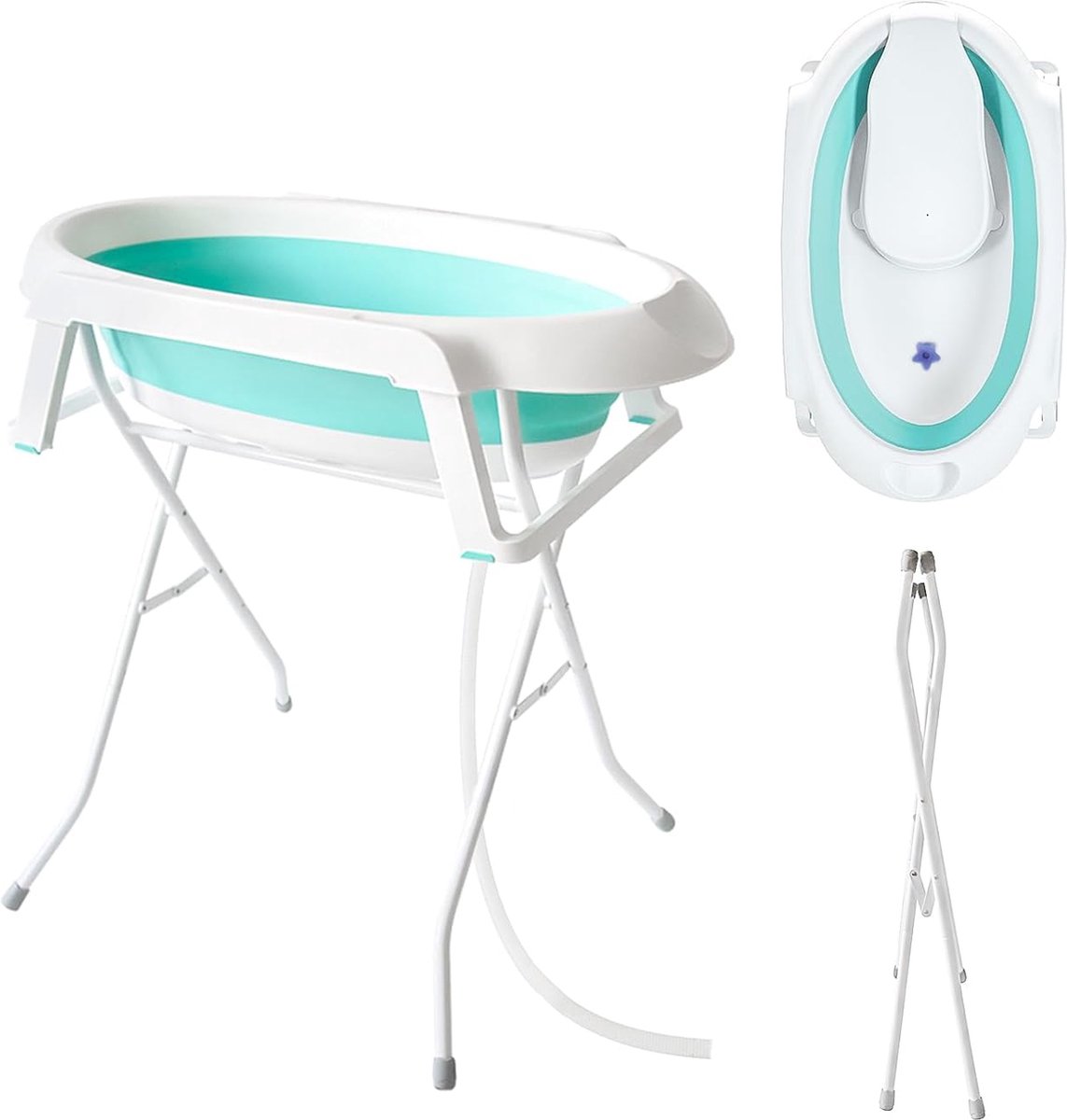 Goedkoopste Goodivery ® Opvouwbare Babybadkuip met Staander en Inzetstuk voor Comfortabel Baden