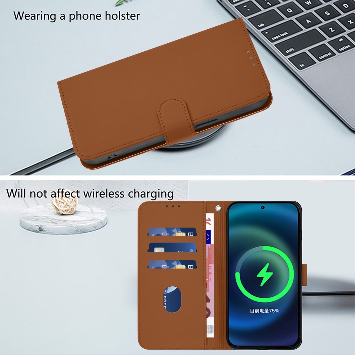 Mobigear Telefoonhoesje geschikt voor Apple iPhone 16 Plus Hoesje | Mobigear Urban Wallet Bookcase Portemonnee | Pasjeshouder voor 3 Pasjes | Telefoonhoesje voor Pinpas / OV Kaart / Rijbewijs - Bruin