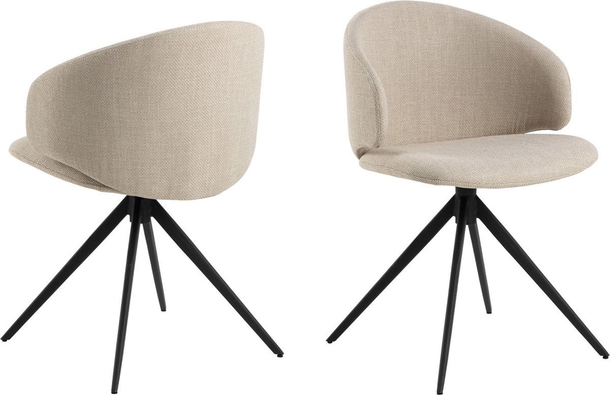Giga Living Eetkamerstoel Beige Stof - Draaibaar - Zithoogte 44cm - Valerie - Giga Living