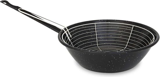 Oliebollen friteuse - Oud en Nieuw - Frituurpan met Pan - Verglaasd Staal - 2.5 Liter - Diameter 24 cm - Spain Made