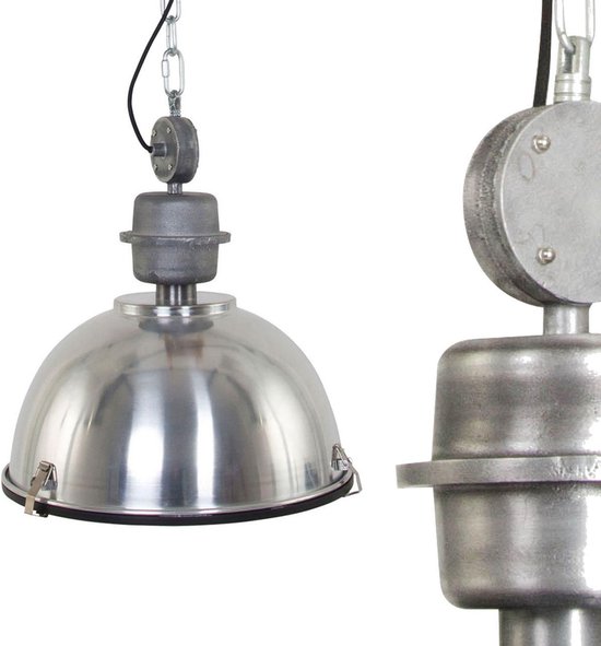 Lampe à suspension industrielle Bikkel | 1 lumière | Ø 42 cm | 150 cm | verre / métal | gris | table à manger / lampe de salon | design moderne / industriel