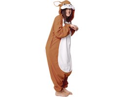KIMU Onesie Bruin Konijn Pak - Maat XL-XXL - Konijnenpak Kostuum Haas Paashaas - Hazenpak Huispak Dierenpak XXXL 3XL Jumpsuit Dames Heren Festival