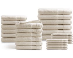 DoubleDry Handdoeken 30-delig set - Hotel kwaliteit 500 g/m2 - Crème