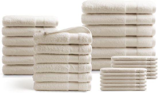 Ensemble de serviettes 30 pièces - Hotel Collection - 100% coton 500 GSM - crème