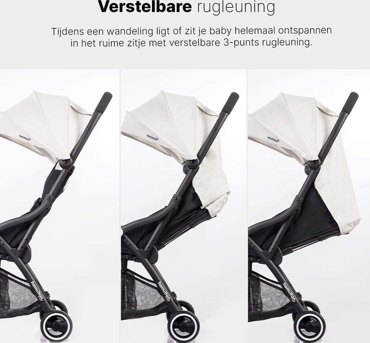 Hamilton by Yoop S1 Plus Buggy - MagicFold - Tot 22 kg - Compacte Wandelwagen - Inklapbare Plooibuggy - Reisbuggy - White Sand – foto 4