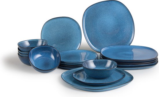 Lifa Living 18 delig Bordenset - Servies 6 persoons - Light blue - Keramiek