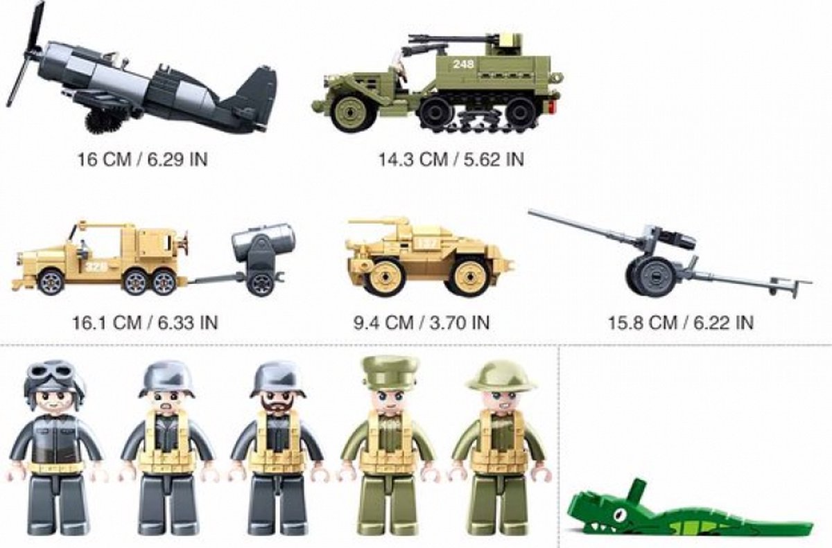 Sluban Army WWII The Battle veldslag bouwspeelgoed – Constructiespeelgoed modelbouw – bouwdoos met 551 bouwstenen – M38-B0812 vanaf 6 jaar — afbeelding 5