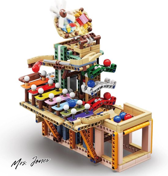 Mrs. Jones Hallisun Building Block Muzikaal Speelgoed - Knikkerbaan met Xylofoon Element - Mechanische Modelbouwset - Knikkerbaan Blok Cadeau - 695 Stuks - Kinderen Leeftijden 8-12 .