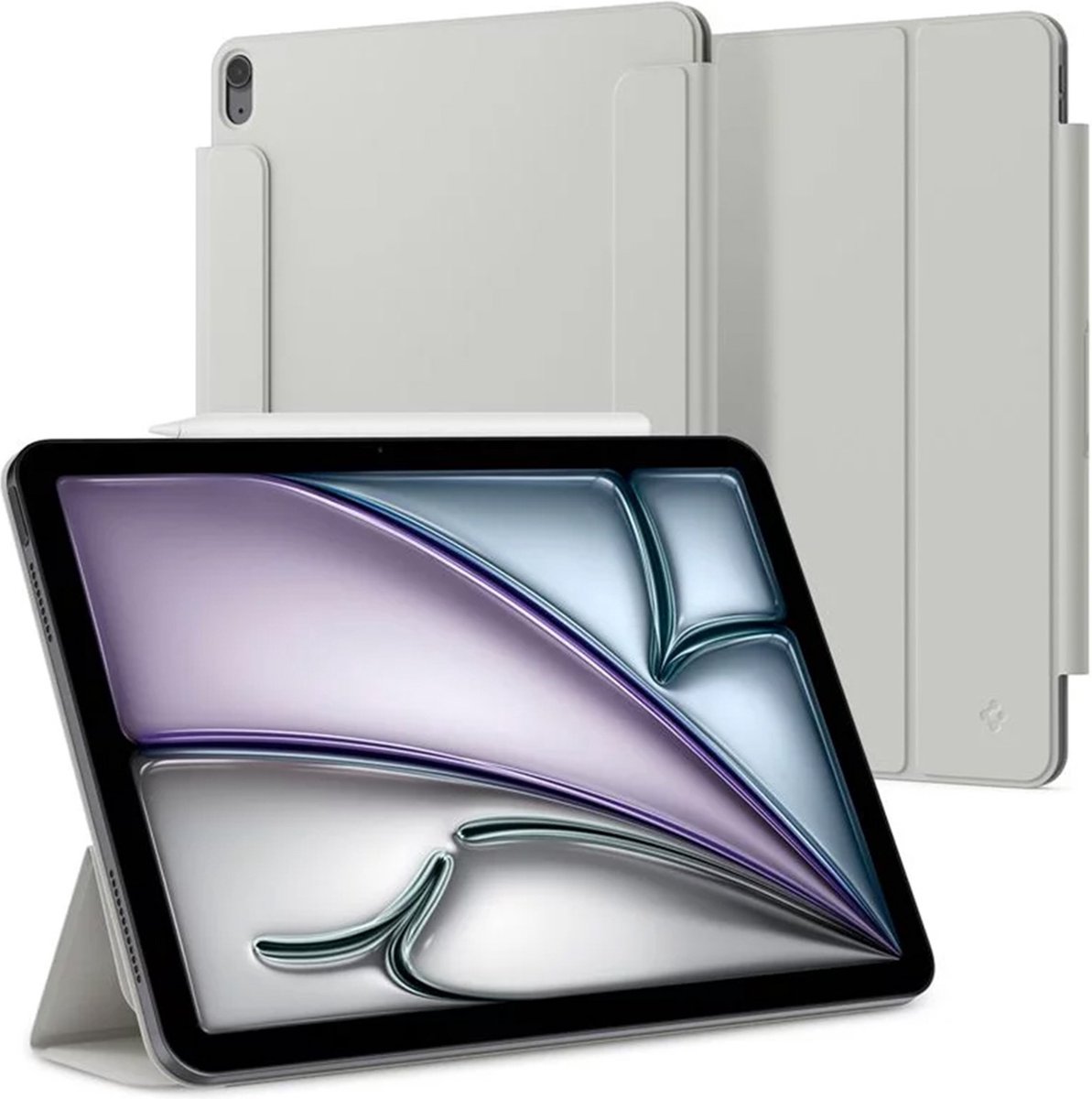 Spigen Air Skin folio OneTap voor de Apple iPad Air 13 inch (2025) M3 / (2024) M2 - Grijs