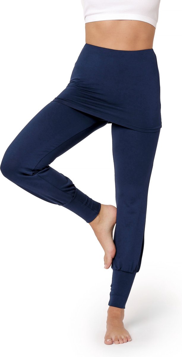 Bellivalini Dames Yogabroek - Sport - Vrijetijdsbroek - Lang - Viscose - Sportbroek - BLV-BLV50-275-YPS - Donkerblauw - XXL