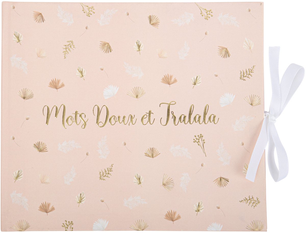 ARTYFETES - Boho Gastenboek blush en goud 68 pagina's met lint