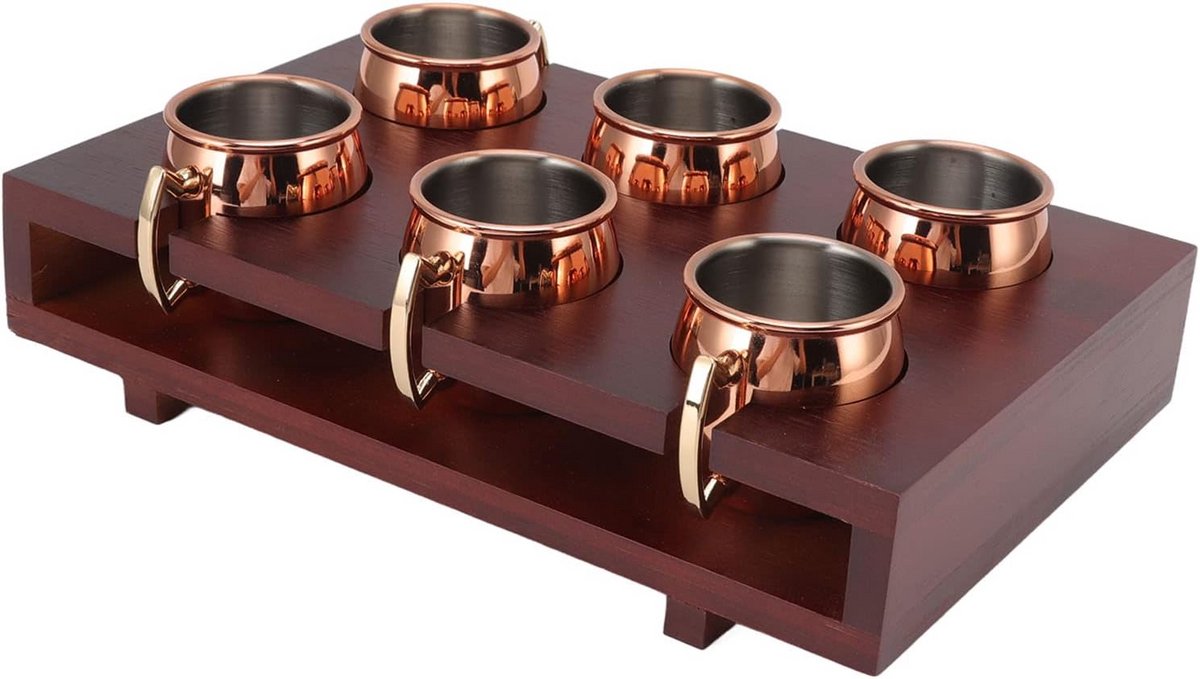 Set van 6 Koperen Moscow Mule Mokken met Houdstandaard Roestvrij Staal