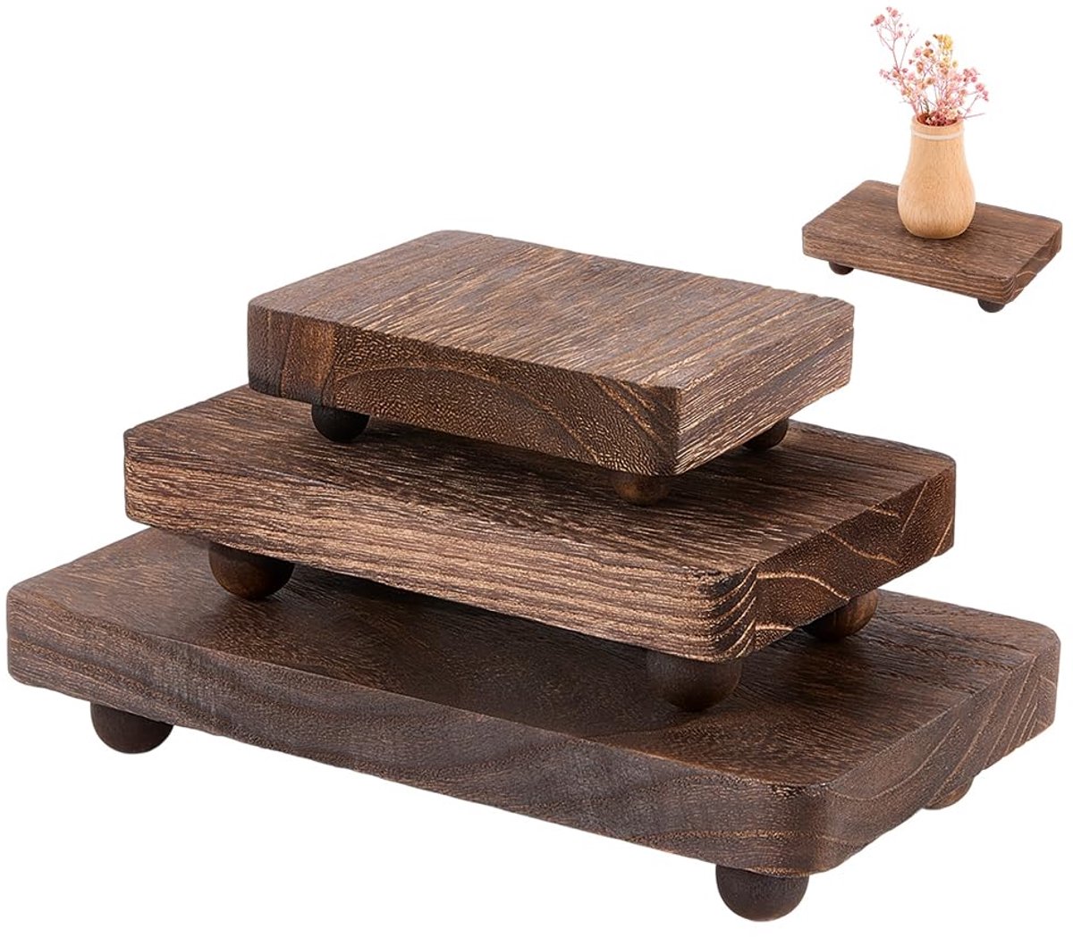 Houten Displaystandaards - Vintage Rustieke Keukenstandaard - 3 Maten