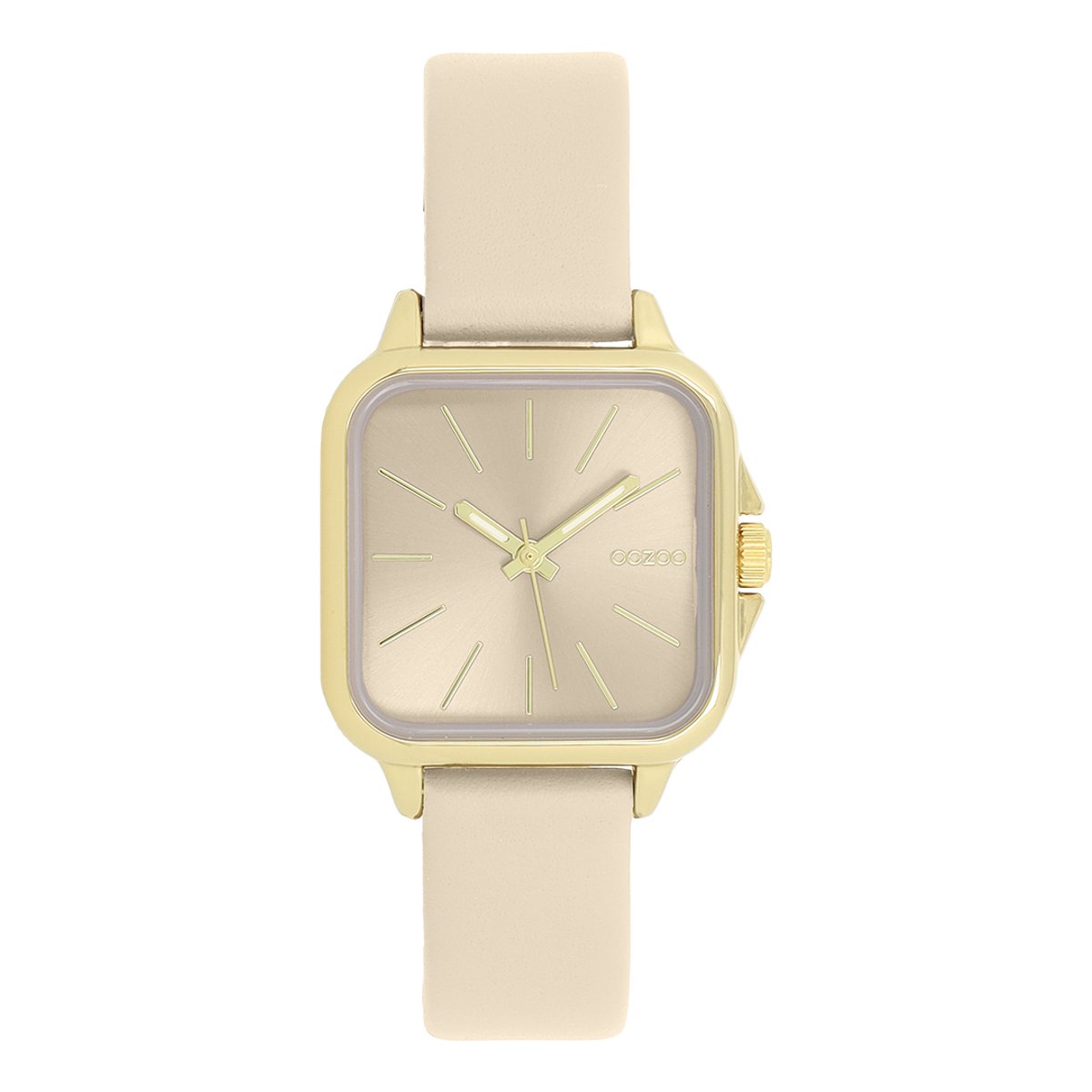 OOZOO Timepieces - Goudkleurige OOZOO horloge met zand leren band - C11666