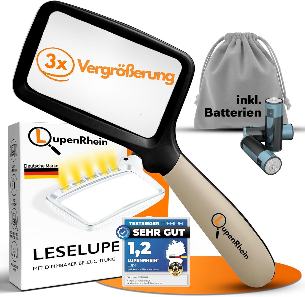 Inklapbaar Vergrootglas met Licht voor Senioren - 3x Vergroting Handloep