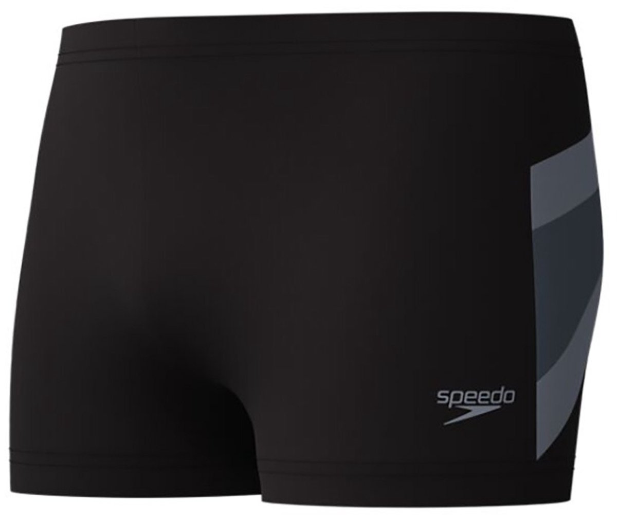 Speedo Hyperboom Aquashort Heren - Zwembroek Heren - Chloorbestendige Zwemshort Heren - Zwemboxer Heren met Trekkoord - Zwart/Grijs - S