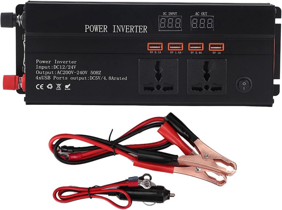 Auto Omvormer 4000W DC 12V/24V naar AC 220V met LCD Display