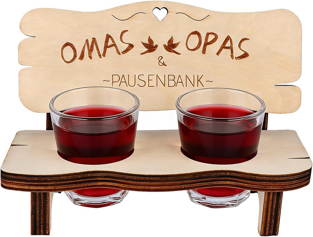 Houten Borrelplank met 2 Glazen voor Opa en Oma - Uniek Geschenk