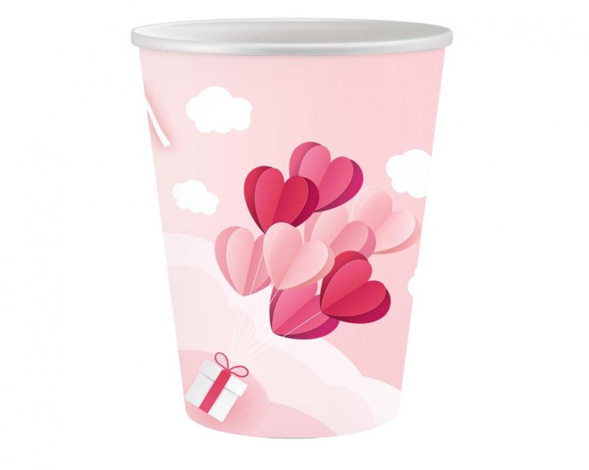Love Love Is In The Air Roze papieren beker 6 pc 250 ml