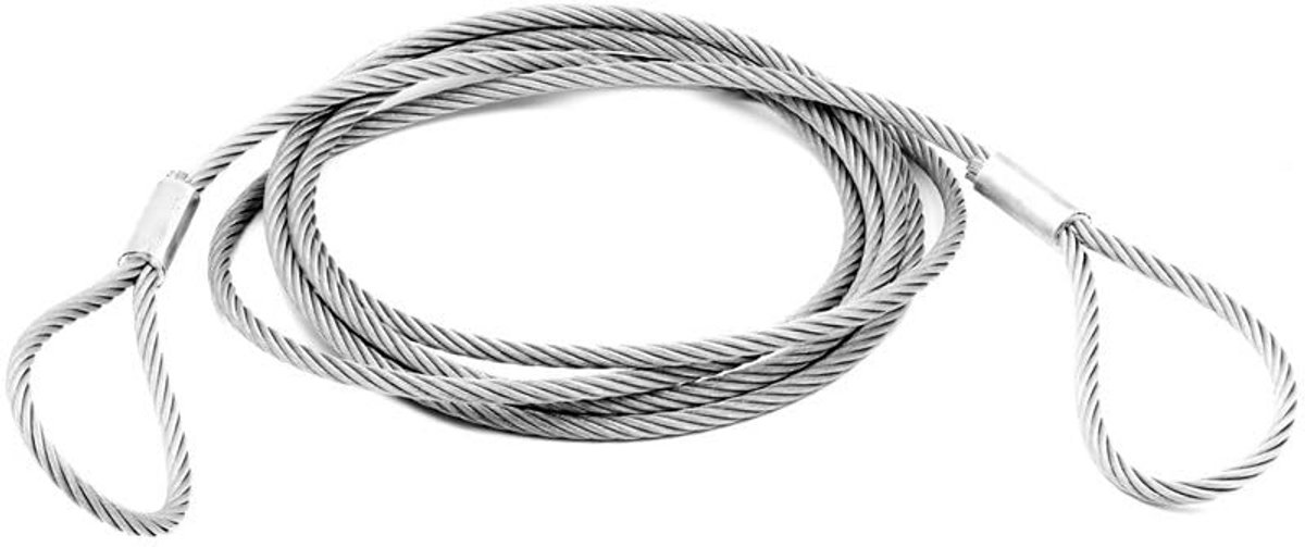 Sterk staalkabel 10mm dik 30 meter lang met bevestigde ogen