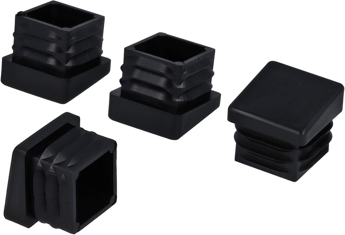 4 Stuks Vierkante Buisstop Schuine Poten Meubels Zwart 25x25 mm