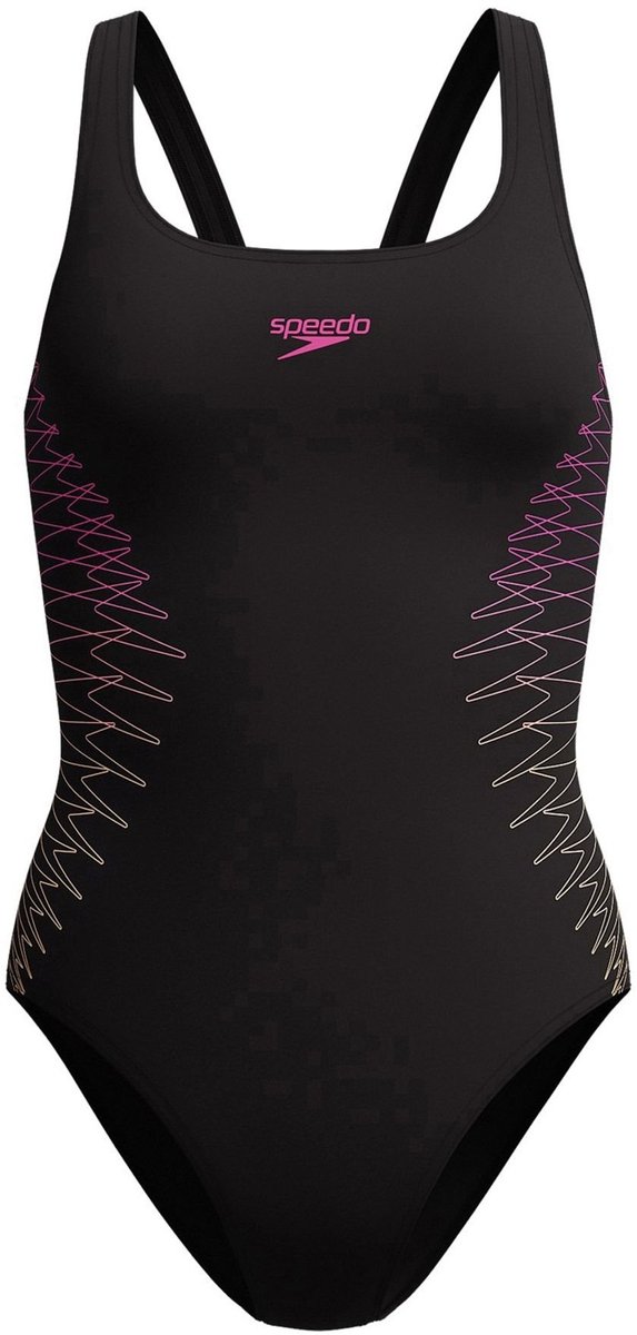 SPEEDO - eco placem muscleb bla/ora - Wedstrijd badpak meisjes - Zwart — afbeelding 2