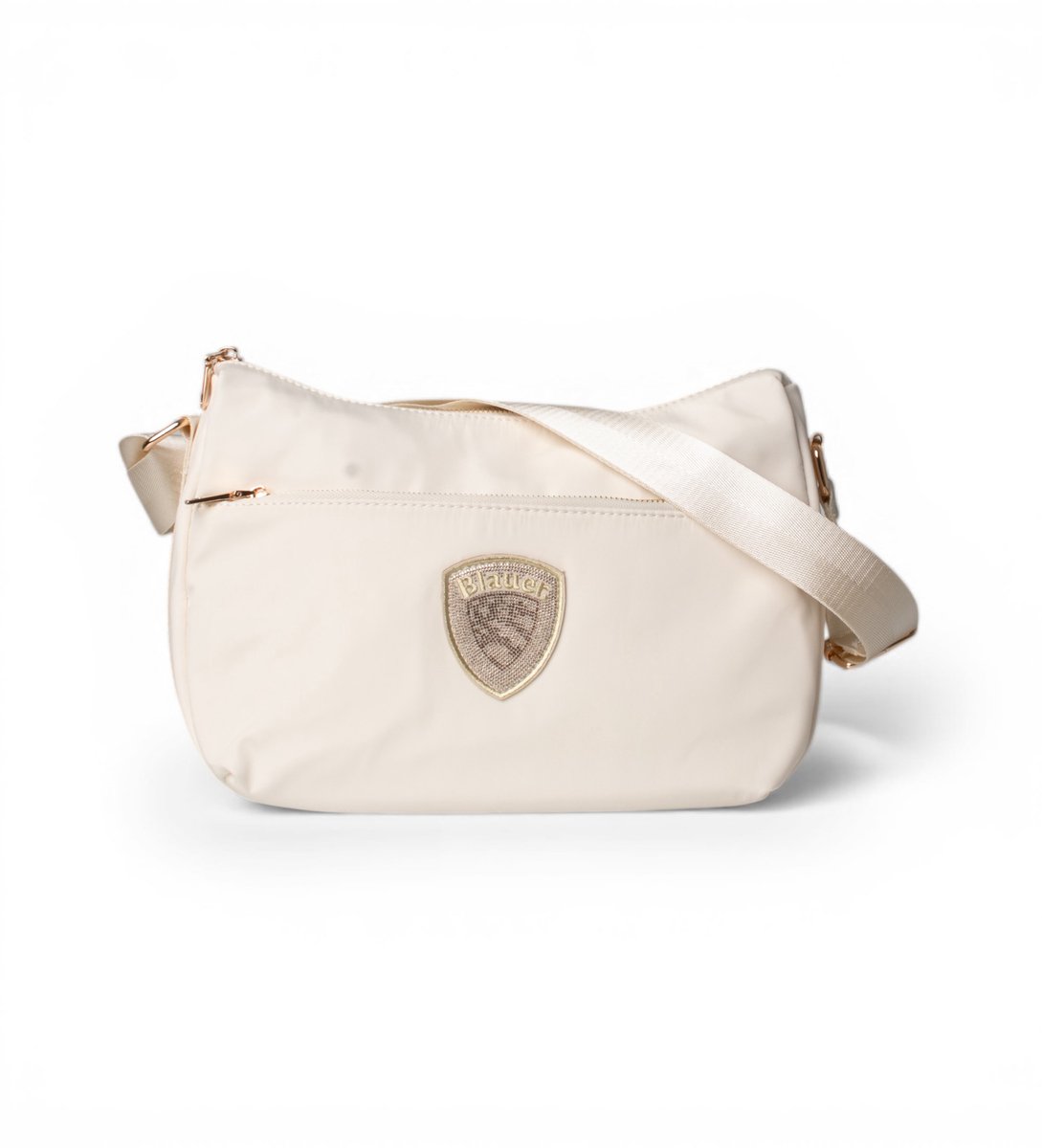 Blauer Witte nylon schoudertas