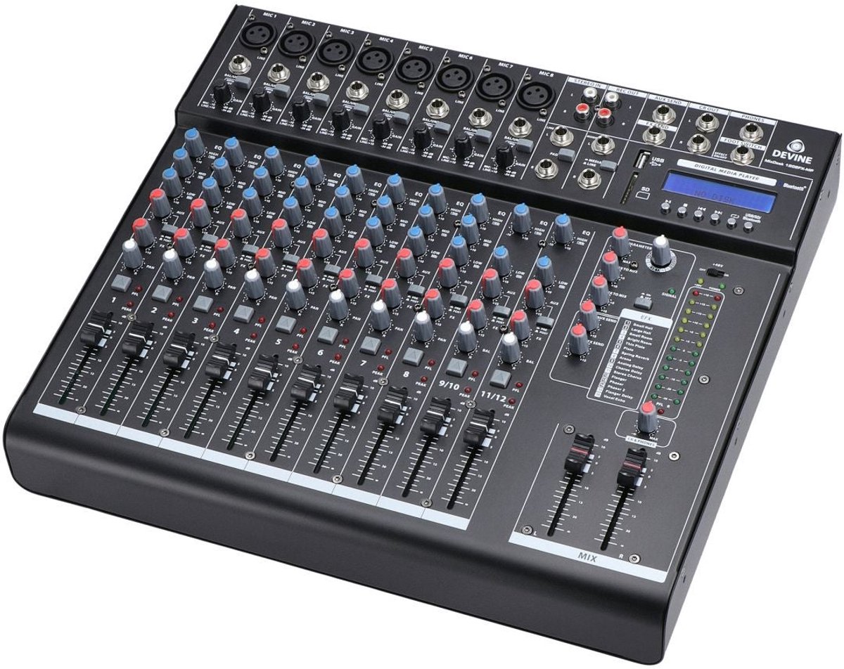 Devine MixDesk 1202FX-MP 12-kanaals mixer met FX en mediaspeler