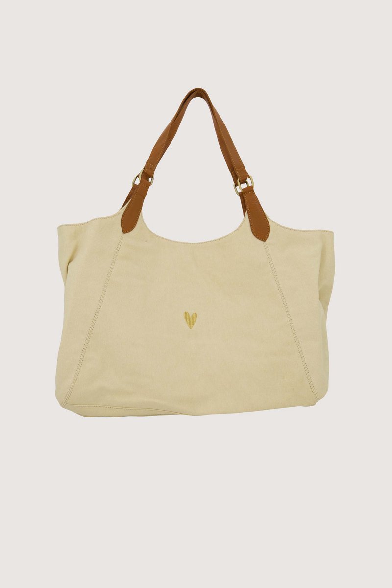 Zusss Love Tote Bag Met Leren Details 50% Katoen / 50% Leer Kit