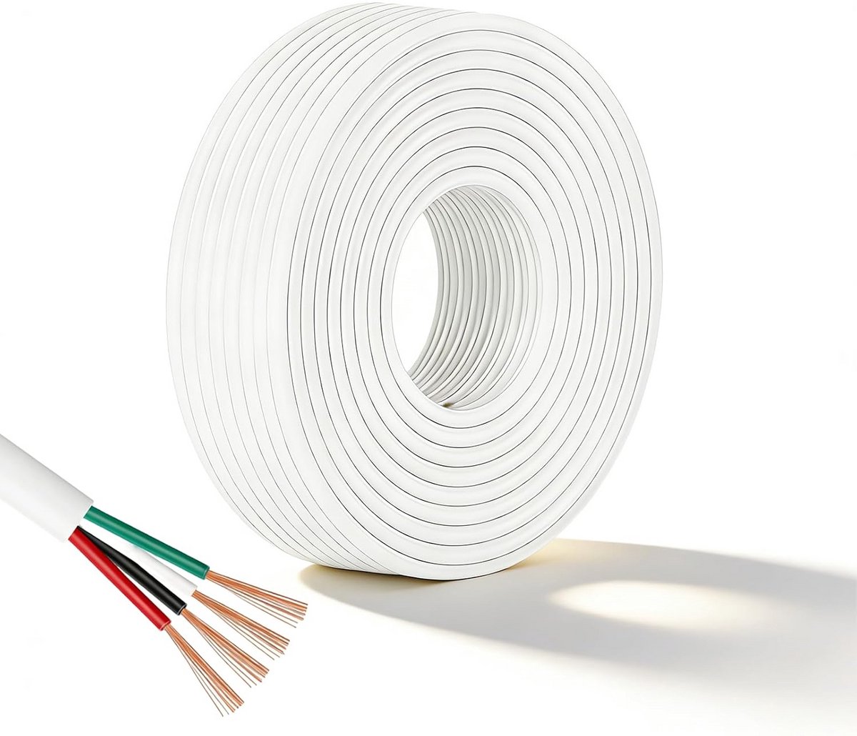 Zachte 4-aderige Koperen Elektrische Kabel Wit 10 Meter voor Laagspanning